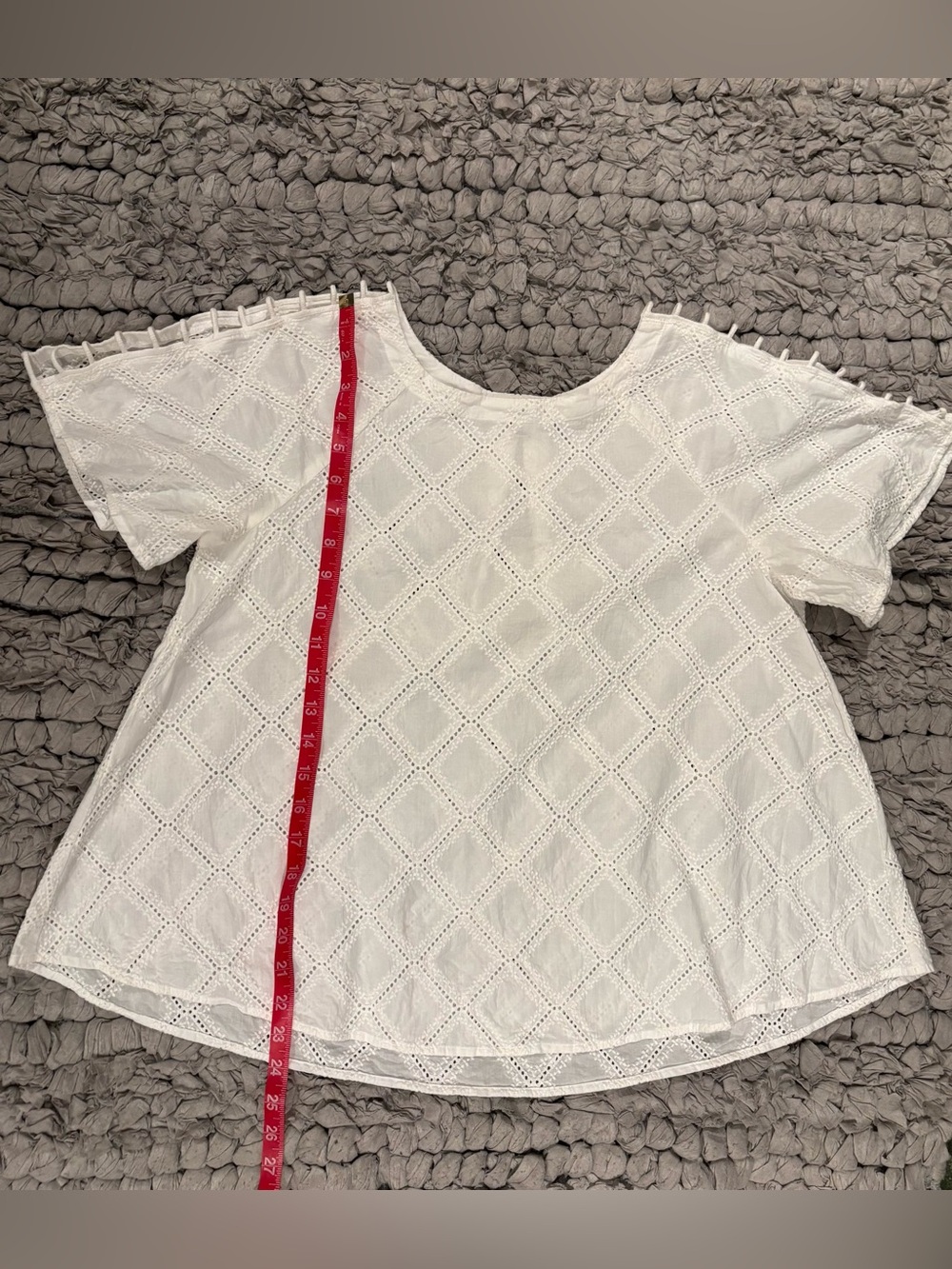 Madewell White Embroidered Lattice Eyelet Short-Sleeve Top - 100% cotton - Picture 5 of 6